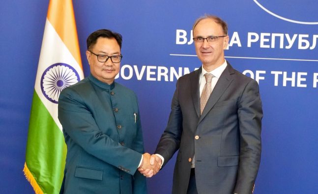 Kiren Rijiju meets Serbian PM Macut, Foreign Minister Duric; discusses strengthening India-Serbia ties