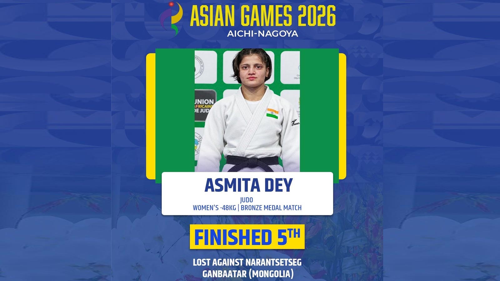 ASIAN GAMES 2026: Judoka Ashmita Dey loses bronze medal match, returns empty-handed from Asiad