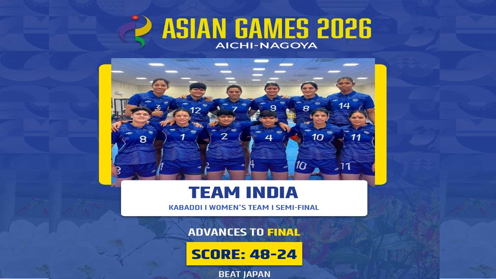 Indian women’s kabaddi team sails into Asian Games final