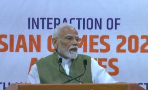 PM Modi interacts with Asian Games participants, receives special mementoes