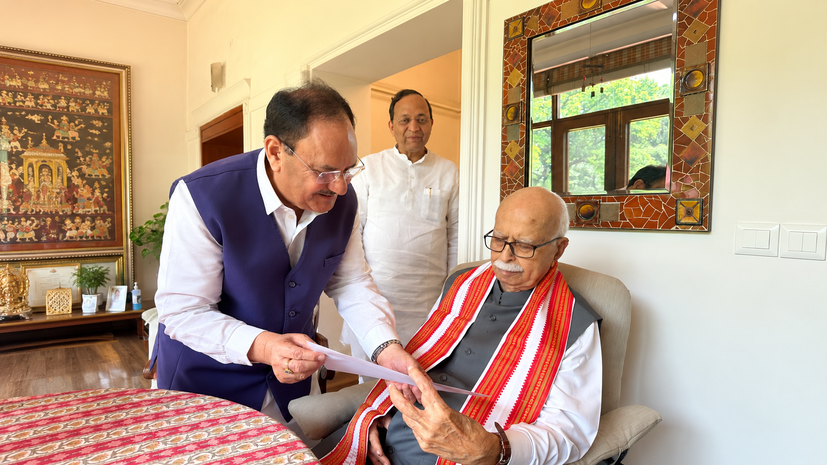 JP Nadda Visits LK Advani at Delhi Hospital, Enquires About His Health