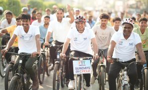 Mansukh Mandaviya leads 5.5-km cycle rally in Varanasi, urges youth to embrace fitness and reject drugs