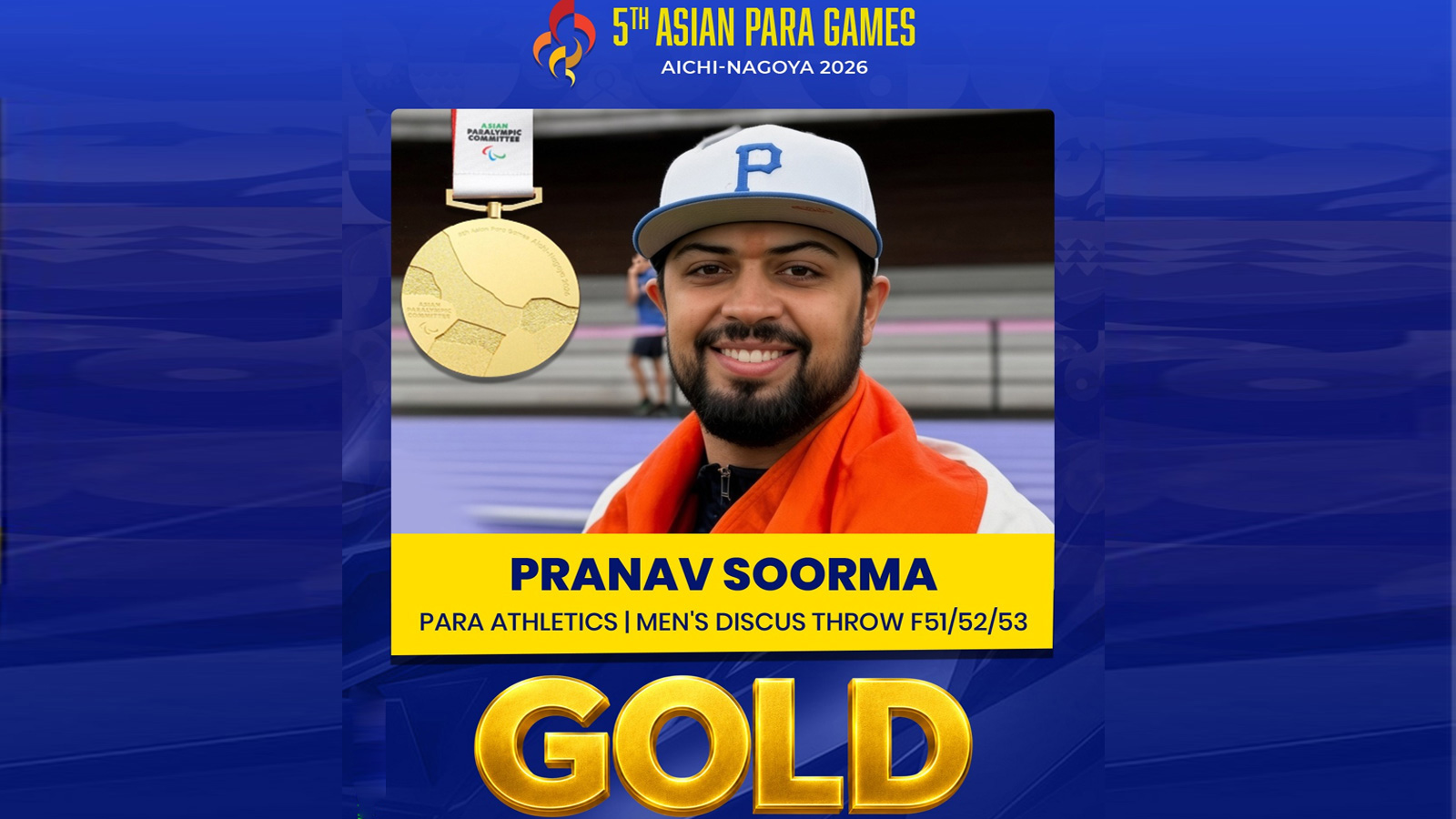 Asian Para Games: Pranav Soorma wins gold in men’s discus throw combined F51/52/53 event to lead 1-2 finish for India