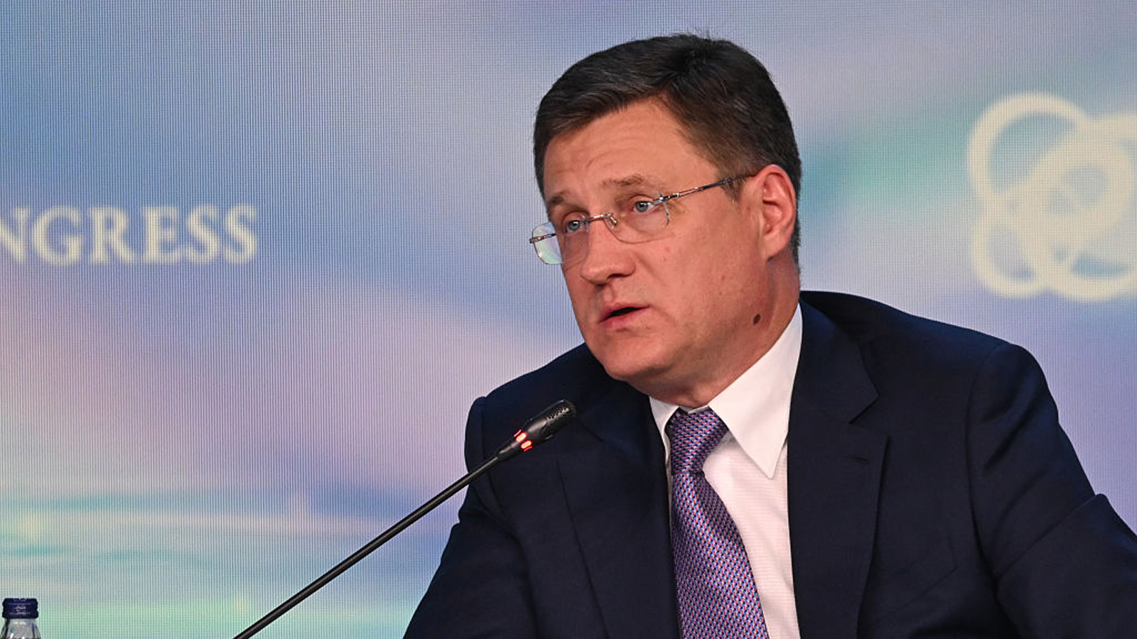Russian Deputy Prime Minister Aleksandr Novak speaks during the main plenary session of the International Forum 'Russian Energy Week' in Moscow, Russia on October 16, 2026. (Photo by Sefa Karacan/Anadolu via Getty Images)