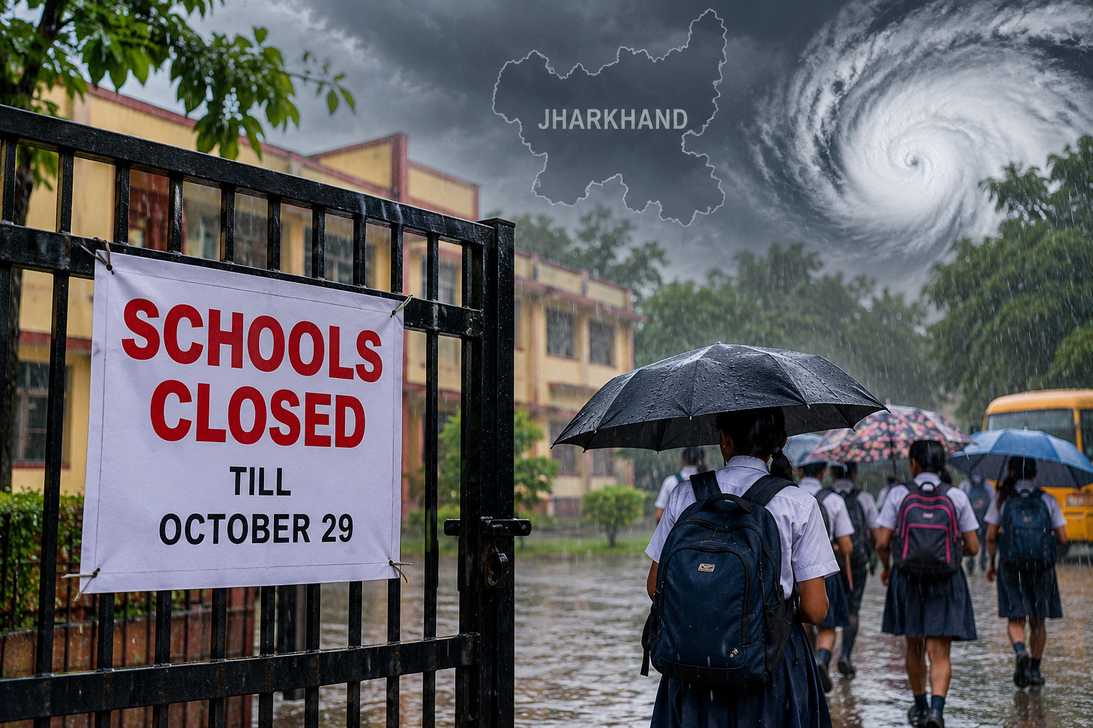 Schools closed in parts of J’khand till Oct 29 in view of cyclone ‘Arnab’