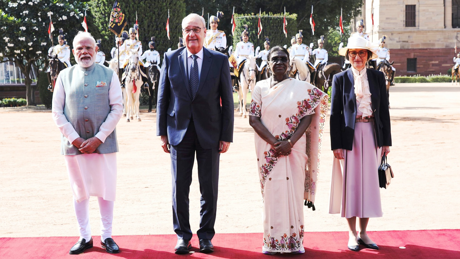 Swiss President Guy Parmelin receives ceremonial welcome at Rashtrapati Bhavan