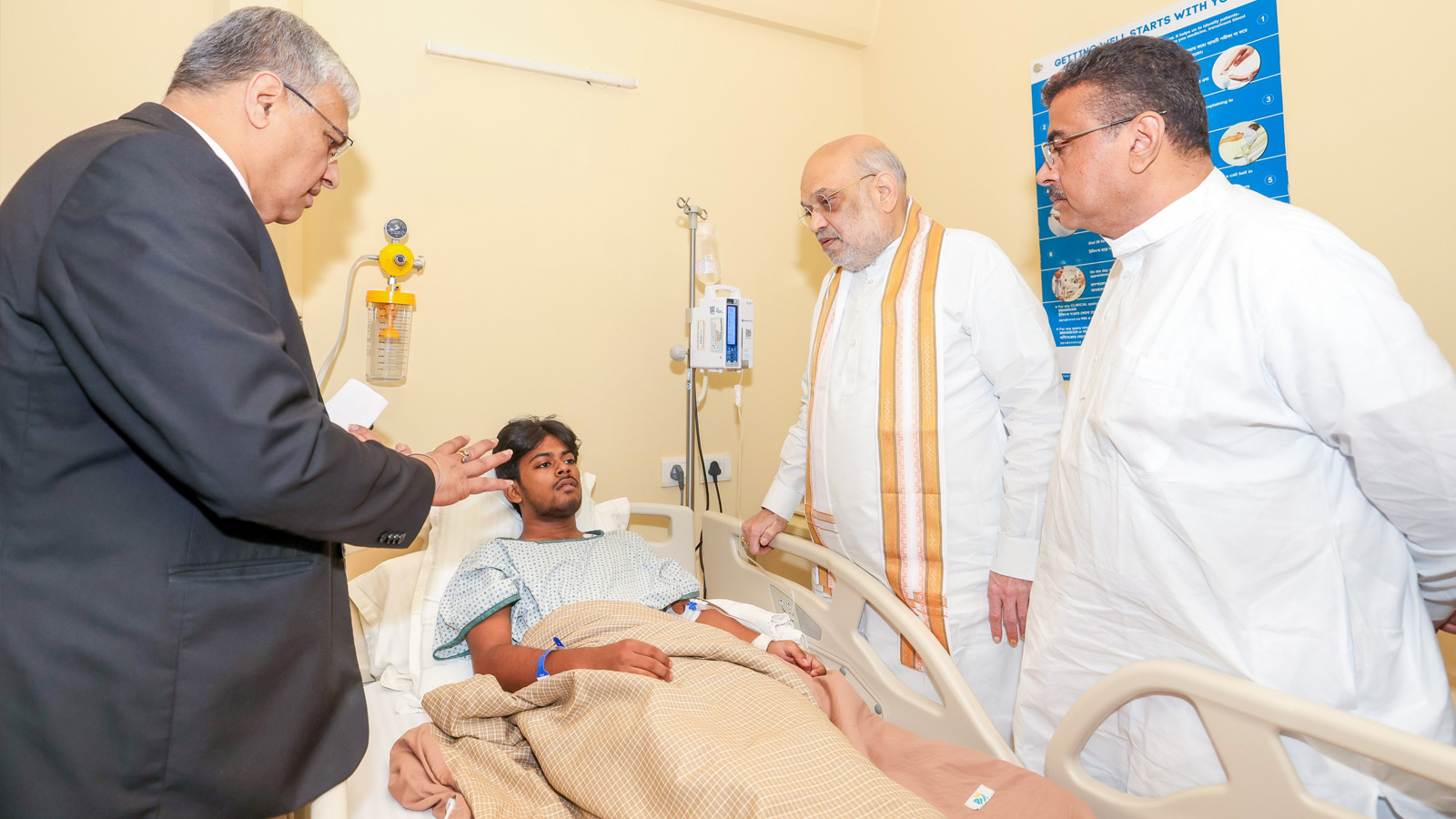 HM Amit Shah visits hospital to meet those injured in Kolkata Durga Puja pandal stampede