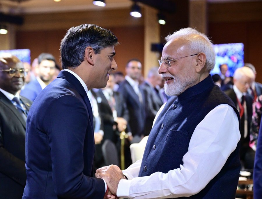 PM Modi Meets Former UK PM Rishi Sunak at Bloomberg New Economy Forum