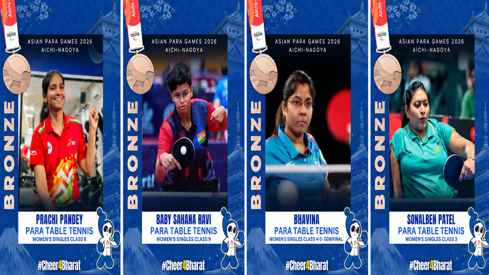 Asian Para Games: Indian paddlers win 4 bronze medals in table tennis